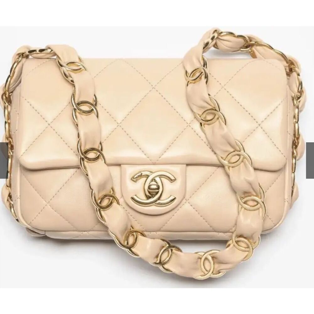 Chanel 24K Small Flap Bag Beige Quilted with CC Strap - Picture 15 of 16